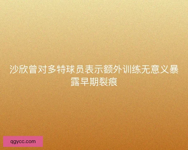 沙欣曾对多特球员表示额外训练无意义暴露早期裂痕 沙欣曾对多特球员表示额外训练无意义暴露早期裂痕