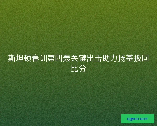 斯坦顿春训第四轰关键出击助力扬基扳回比分